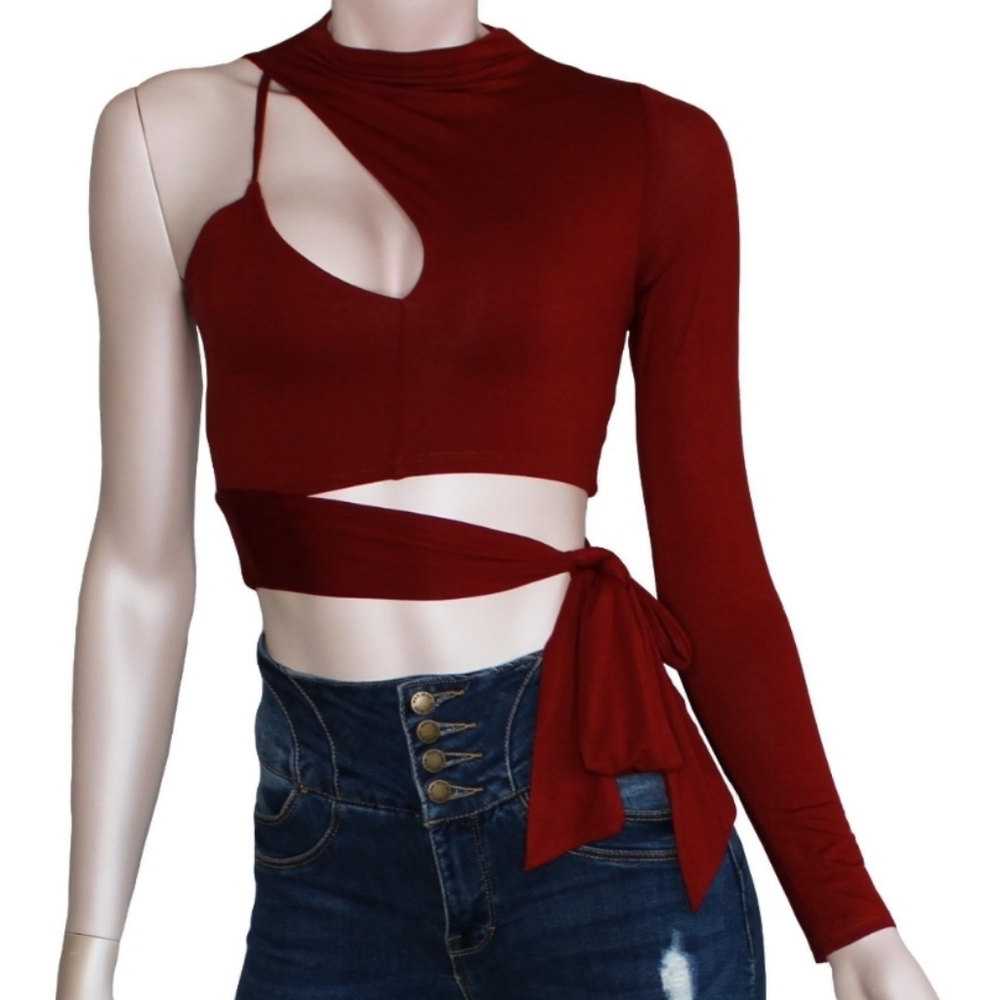One Or The Other One Shoulder Front Keyhole Top